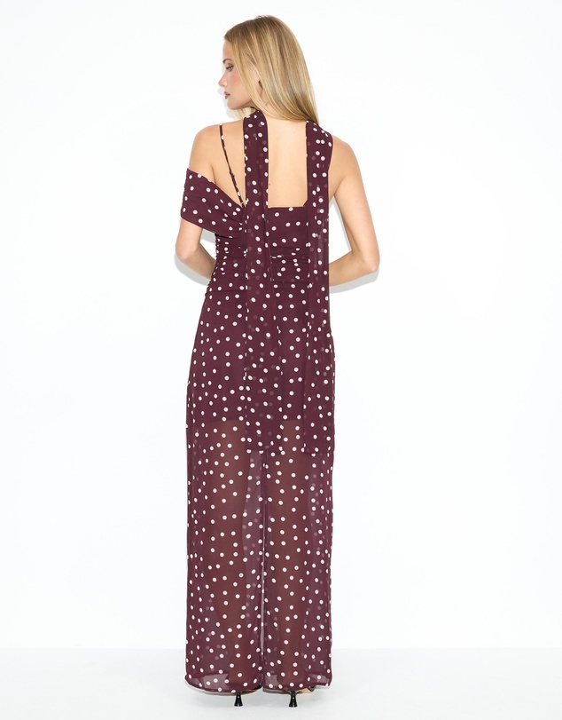 Dazie - The Moment Chiffon Polka Dot Maxi Dress