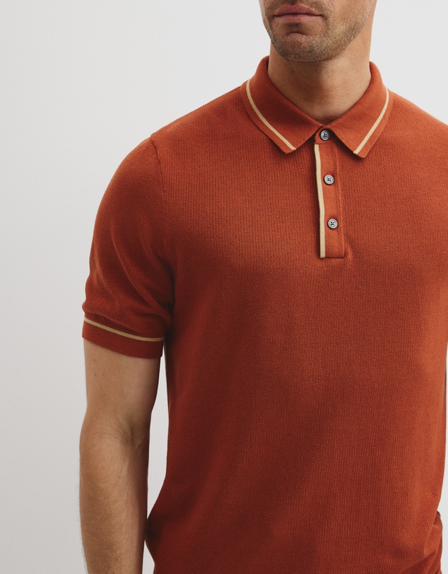 Country Road - Australian Cotton Blend Silk Tipped Knit Polo