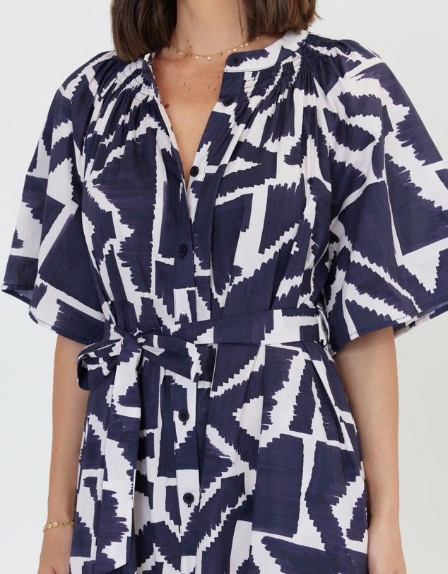ALEXANDRA - Kitto Dress Navy Geo Print