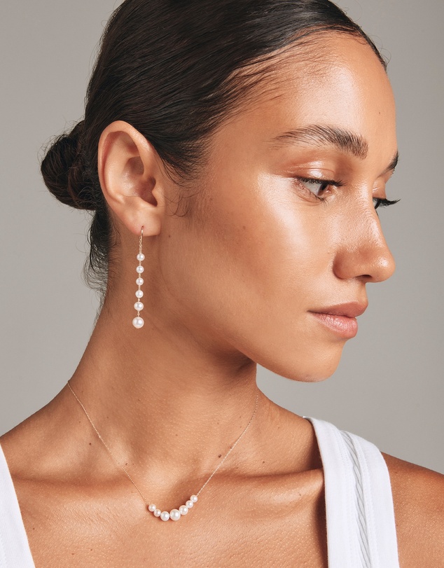 Michael Hill - Threader Earrings with Cultured Freshwater Pearls in 10kt Yellow Gold