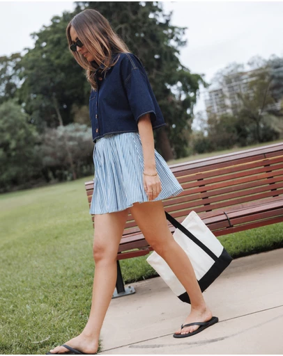 Petal & Pup - Amaya Pleated Mini Skirt - Blue Stripe
