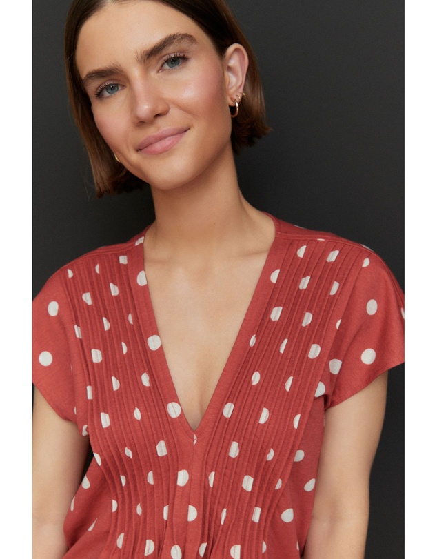 NEXT - Pintuck V-Neck Top