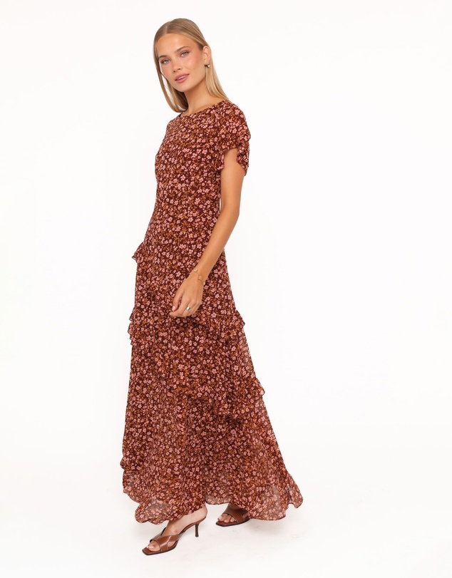 Petal & Pup - Lorrie Maxi Dress - Brown Ditsy Floral