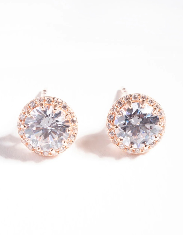 Lovisa - Rose Gold Plated Sterling Silver Cubic Zirconia Stud Earrings