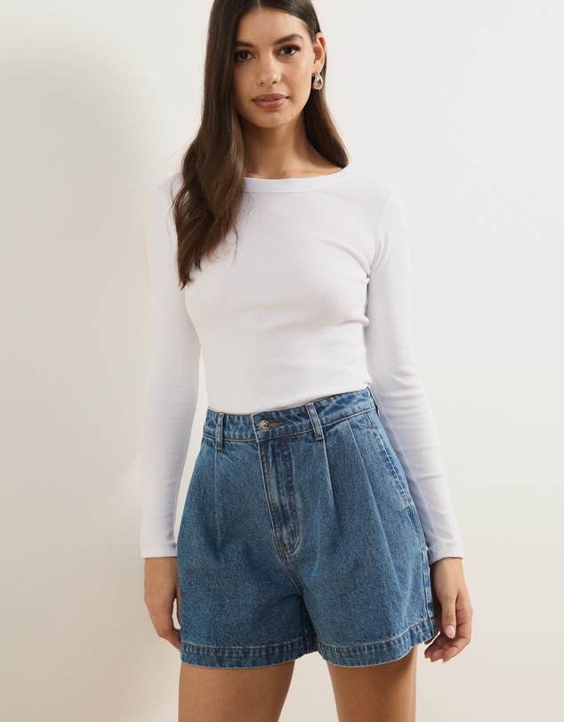 Atmos&Here - Devon Pleated Denim Shorts