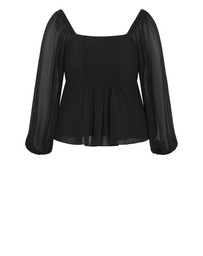City Chic - Plus size Shayla Frill Top - black
