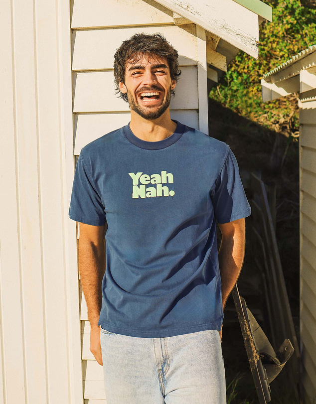 Skwosh - Yeah Nah Men's Slang Tee in Navy