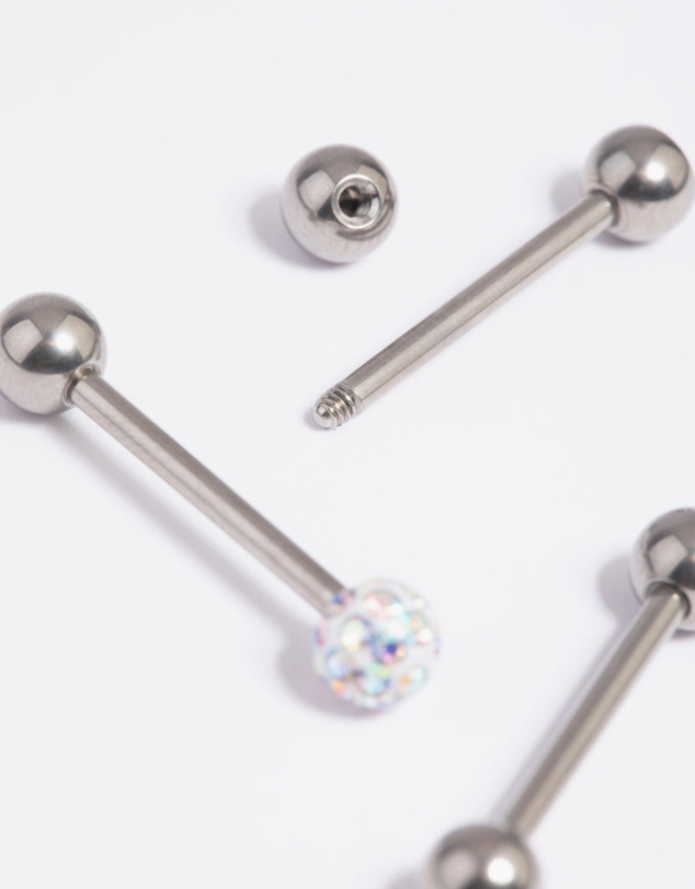 Lovisa - Titanium Pave Tongue Rings