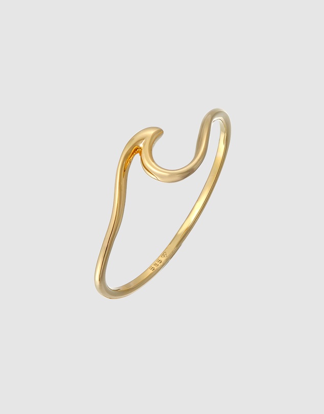 Elli Jewelry - Ring Curved Design Asymmetry Wave Filigree in 585 Yellow Gold