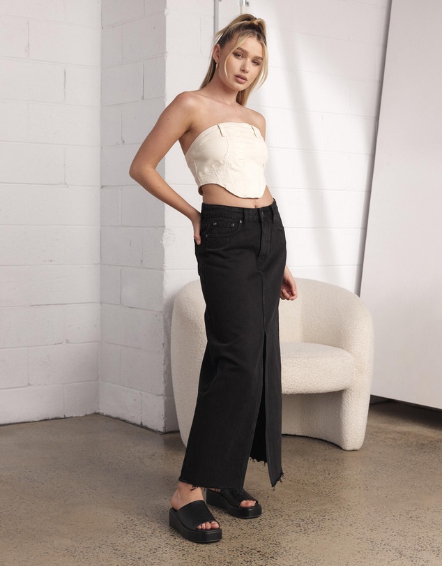 Dazie - Sandstorm Denim Bustier Top