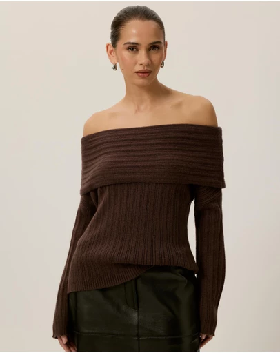 Tussah - Elena Ribbed Off The Shoulder Jumper
