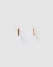 Izoa - Jas Mini Huggie Earrings Gold Black