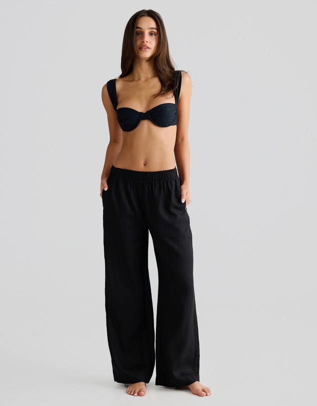 Vacay Swimwear - Black Linen Pants