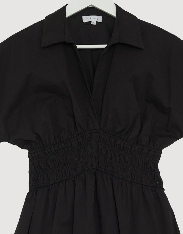 Revibe - Repaired AERE Carmine Shirred Waist Shirt Dress - AU 10
