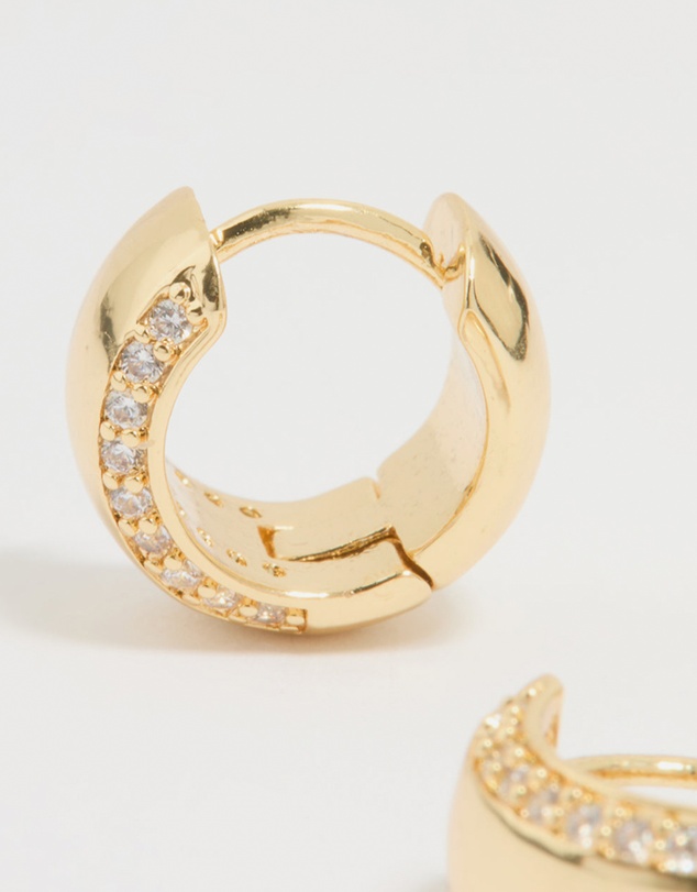 Lovisa - Gold Plated Cubic Zirconia Outline Bold Huggie Earrings