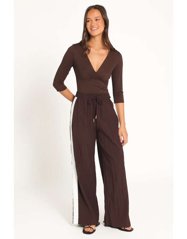Petal & Pup - Arlena Lace Trim Pants - Espresso