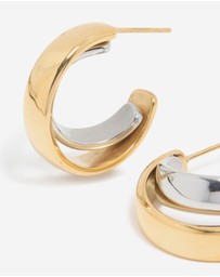 Lovisa - Waterproof Mixed Metal Plated Stainless Steel Smooth Circle Open Hoop Earrings