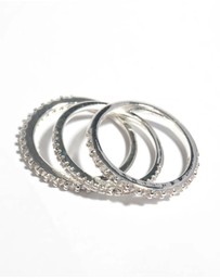 Lovisa - Silver Cubic Zirconia Fine Ring Stack