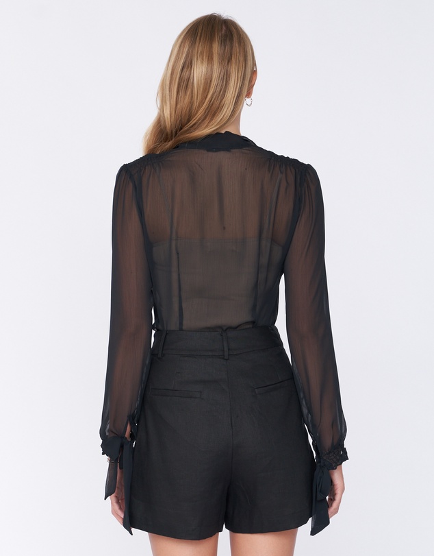 Amelius - Brianna Sheer Tie Neck Shirt