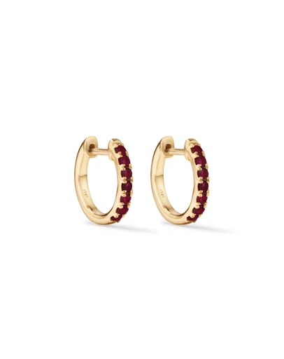 Michael Hill - Ruby Huggie Hoop Earrings in 10kt Yellow Gold