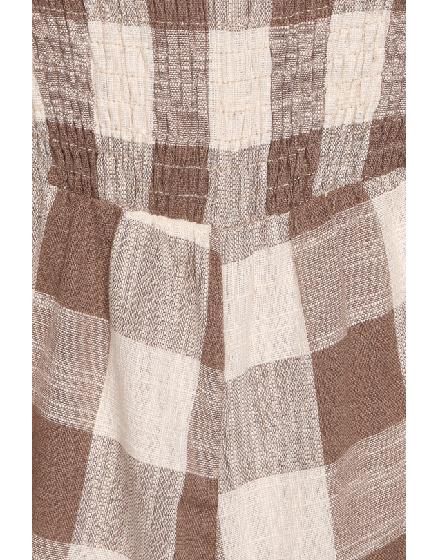 Petal & Pup - Evie Puff Sleeve Playsuit - Brown Gingham