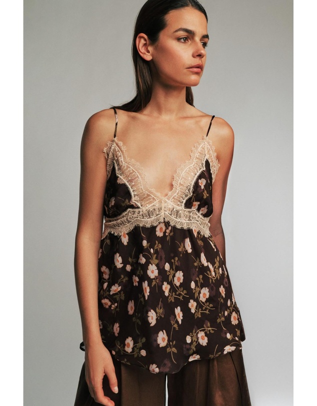 Bardot - Samira Lace Detail Printed Top
