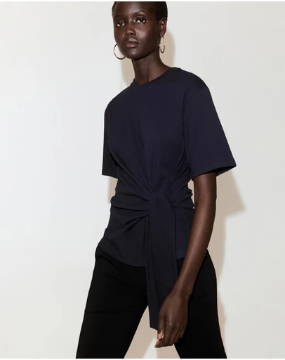 M.N.G - Cotton T-Shirt with Side Bow