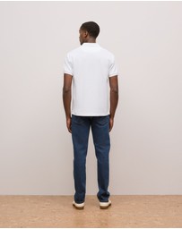 Trenery - Pique Monogram Short Sleeve Polo in White