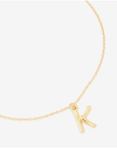 Lovisa - Waterproof Gold Plated Stainless Steel Bamboo Letter K Necklace