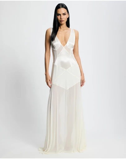 Lover - Priya Deep V Contrast Maxi Dress