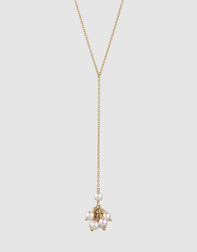 Elli Jewelry - Pearl Y-Drop Necklace in Gold-Plated 925 Silver