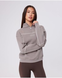 Upstate - Half Zip Pannelled Crew - Cinder