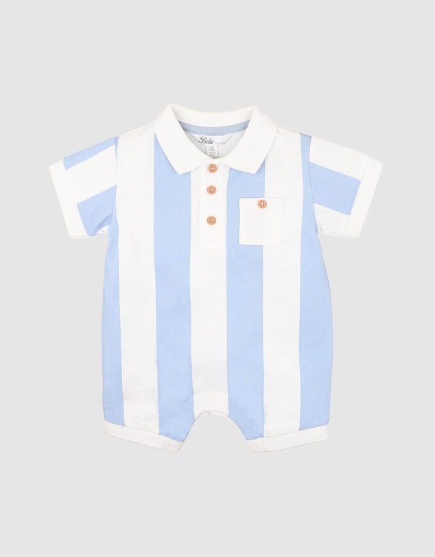 Bebe by Minihaha - Max Wide Stripe Rugby Romper - Babies