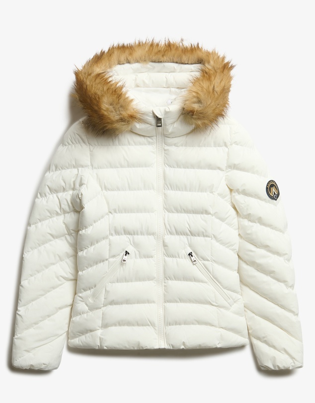 Superdry - Fuji Faux Fur Slim Fit Hood Padded Jacket
