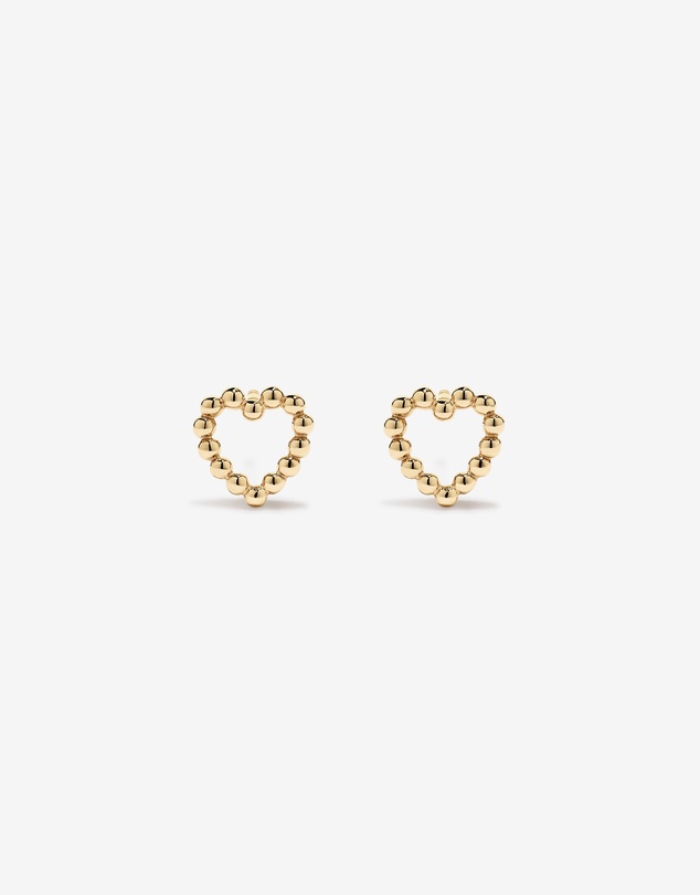 Michael Hill - Bead Heart Pendant and Stud Earrings Set in 10kt Yellow Gold