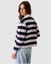 GUESS Jeans - GUESS JEANS Stripe Oversized Crop Polo Shirt