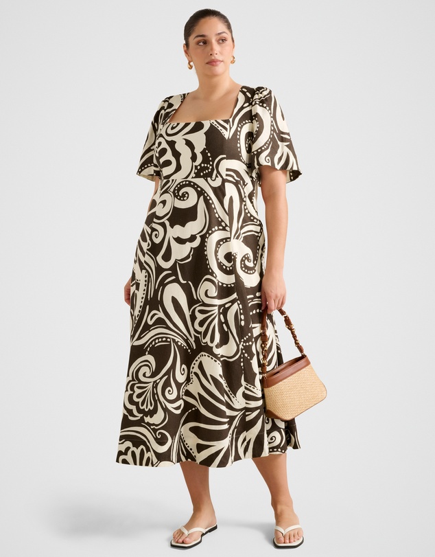 knee length dresses for ladies Galene Blue Stripe Linen Dress main image 0