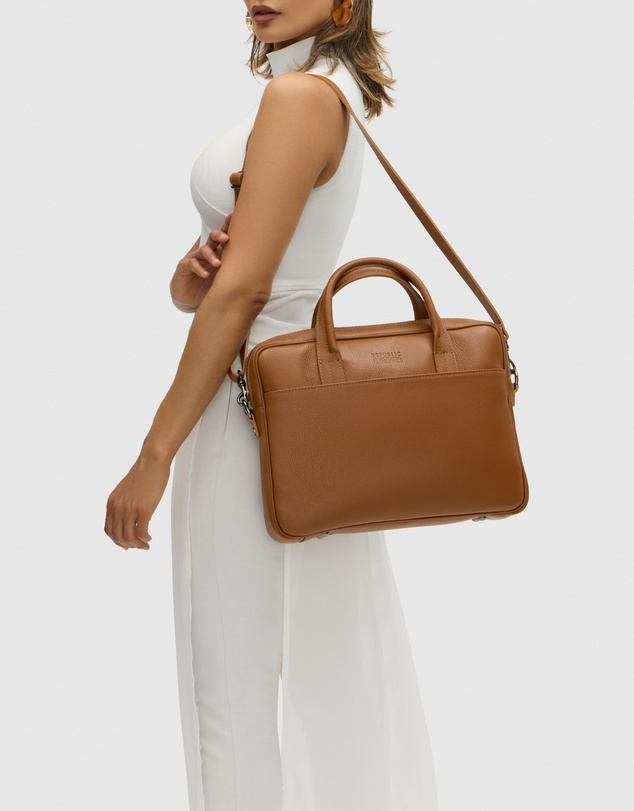 Republic of Florence - The Glasgow Pebble Tan Slim Briefcase