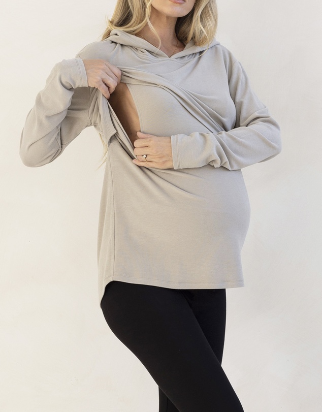 Angel Maternity - Maternity & Nursing Hoodie Breastfeeding Jumper-Pastel Green