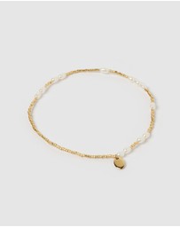 Arms Of Eve - Poppy Pearl and Glass Beaded Anklet - Gold
