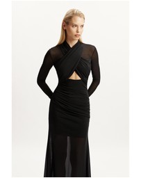 Bardot - Veria Wrap Mesh Maxi Dress