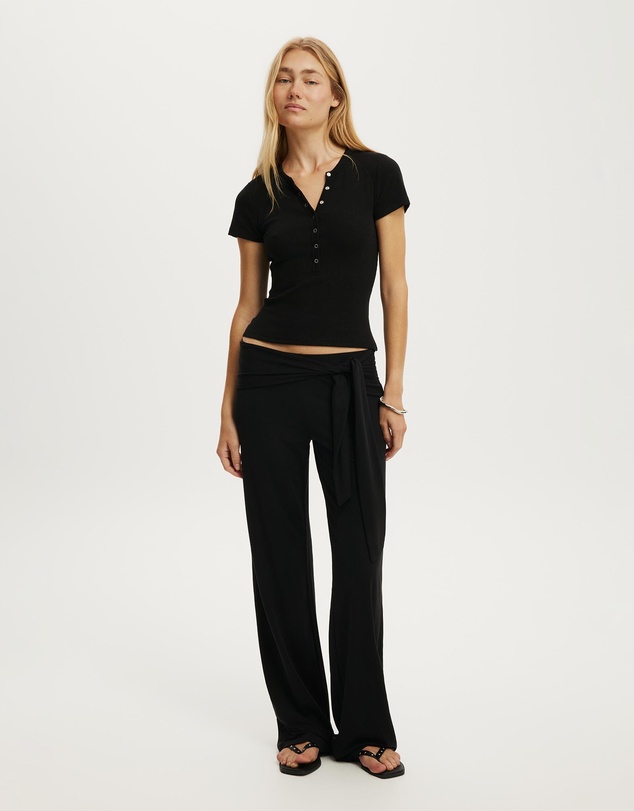 Cotton On - Blake Rib Henley Short Sleeve