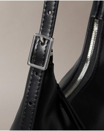 Calvin Klein - Monogram Logo Emblem Leather Small Shoulder Bag