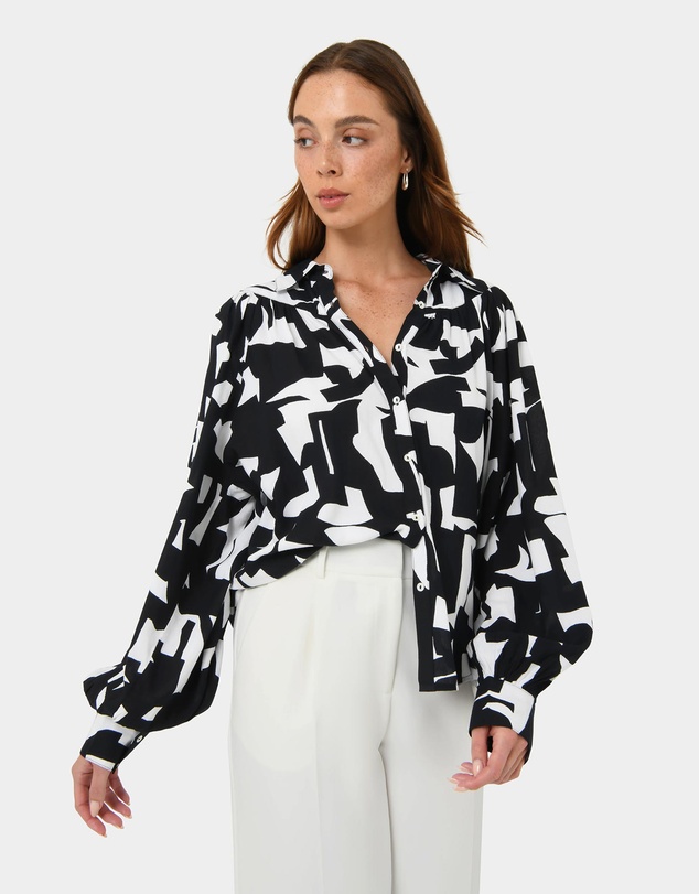 Forcast - Anella Monochrome Print Blouse