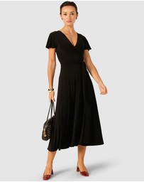 SACHA DRAKE - Flute Sleeve Reverse Wrap Dress