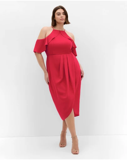 City Chic - Love Siren Ruffle Shoulder Dress