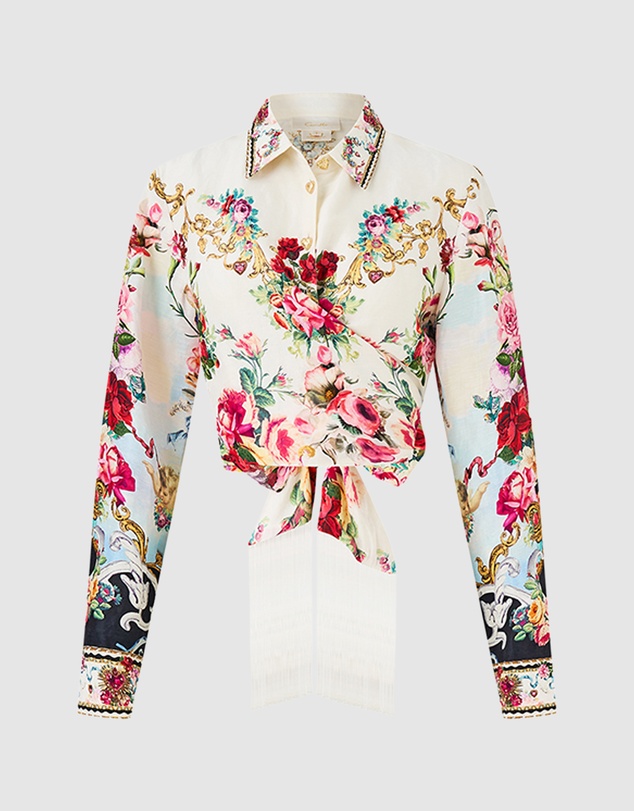 Camilla - Cropped Wrap Shirt With Tie