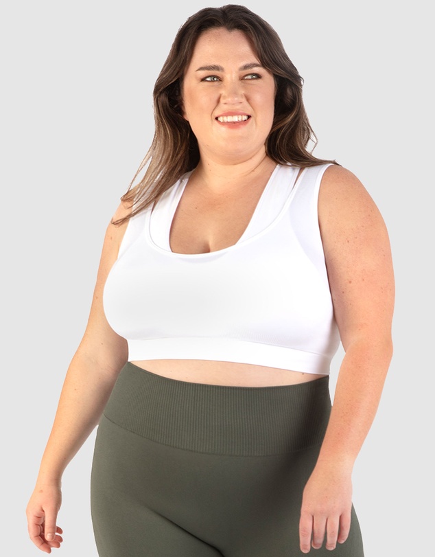 B Free Intimate Apparel - Double Racer Seamless Padded Sports Bra (B-C-D-DD-E-F-G-H) Cup