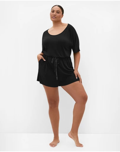 City Chic - Plus size Cara Sleep Romper - black