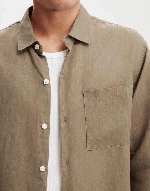 Cotton On - Relaxed Linen Long Sleeve Shirt